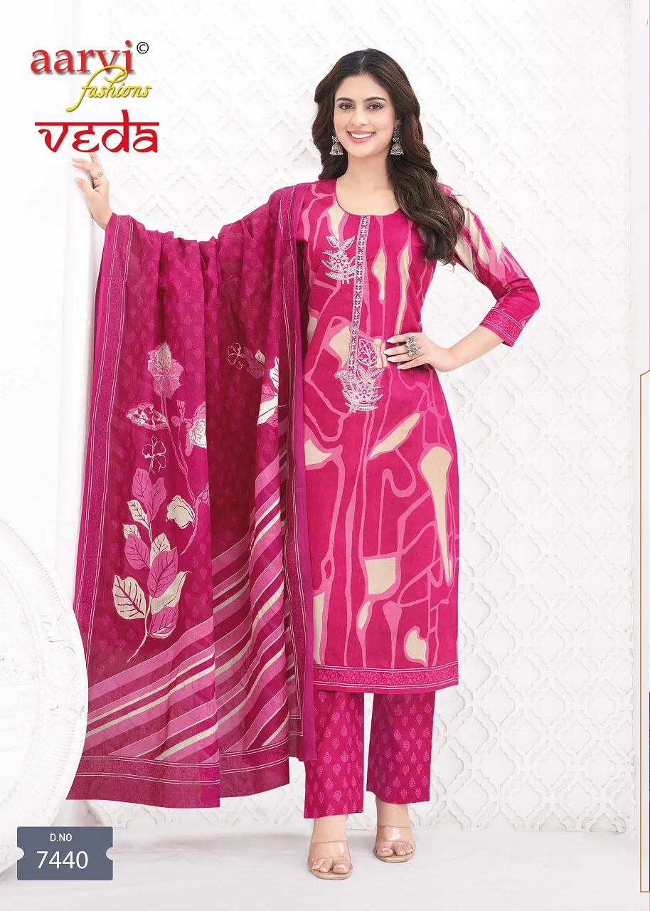 Veda Vol 1 By Aarvi Cotton Printed Kurti With Bottom Dupatta Online Wholesale